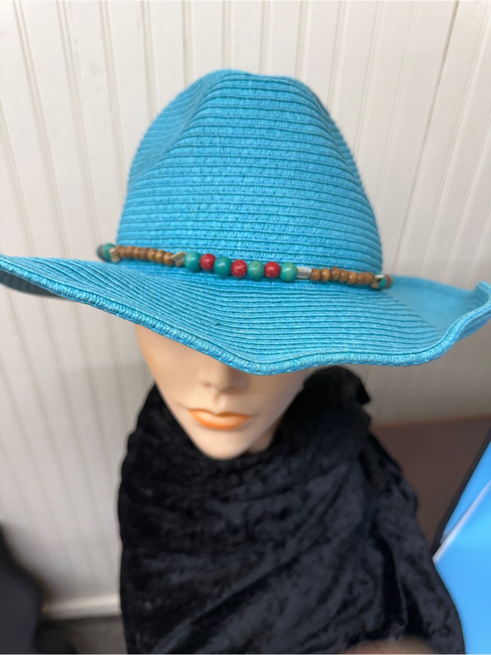 NWT Goldcoast Sunwear Turquoise Boho Cowgirl Sun Hat Resort Beach Cruise NWT